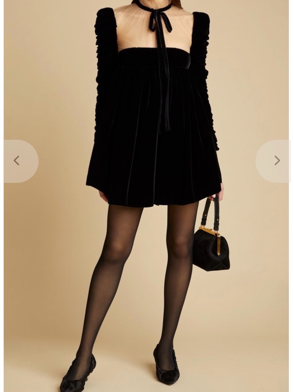 KHAITE
Ann Tie-Detailed Ruched Velvet And Tulle
Mini Dress